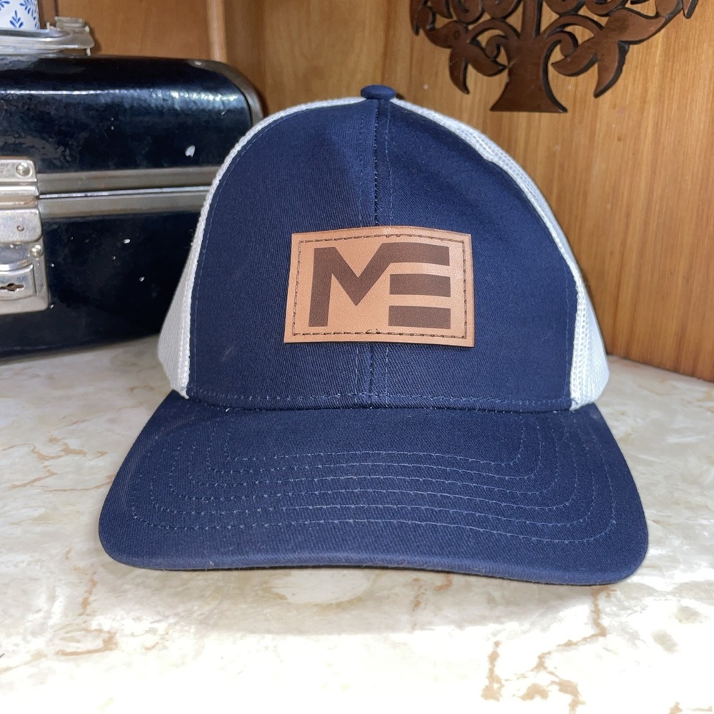 OutDoor Cap Navy Blue with White Vented Snapback leather patch ME